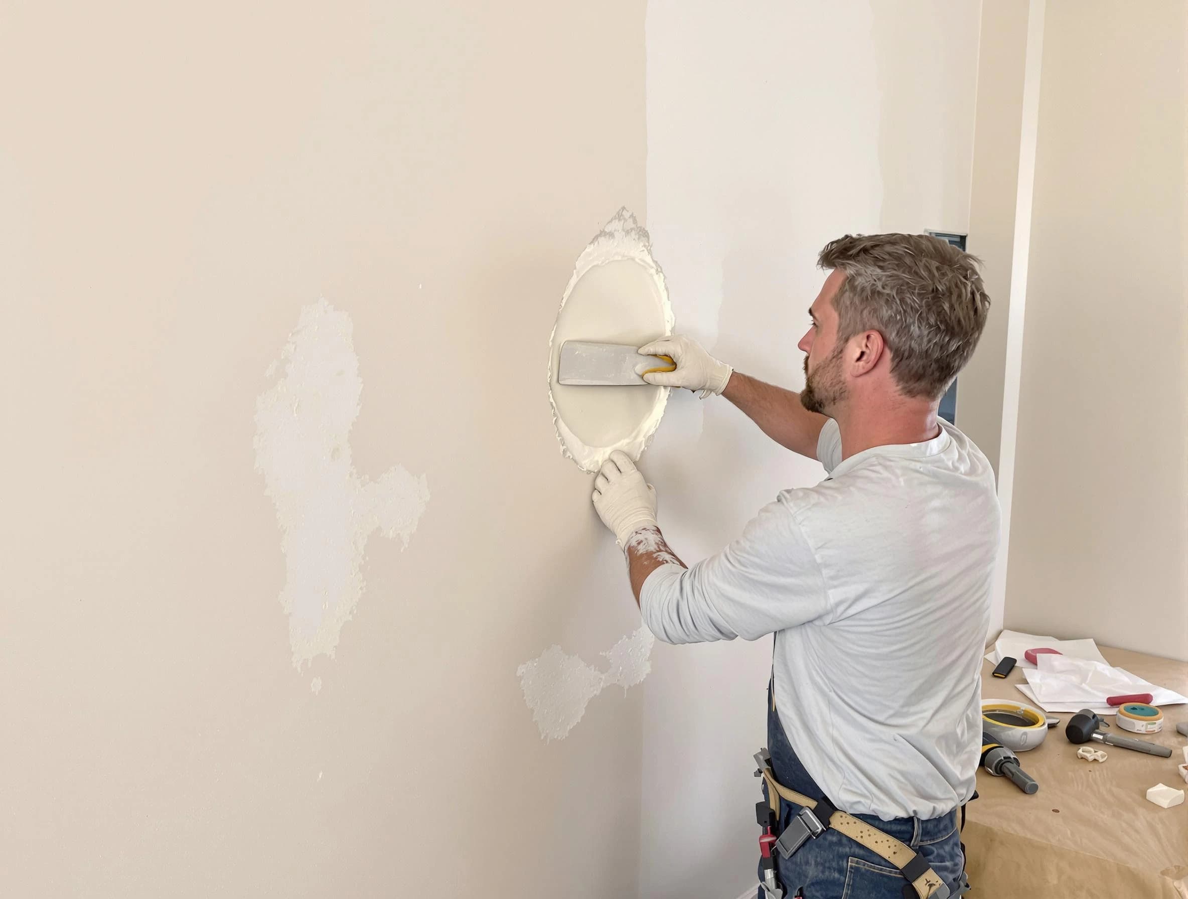 Sun City West House Painters technician patching a drywall hole in Sun City West, AZ