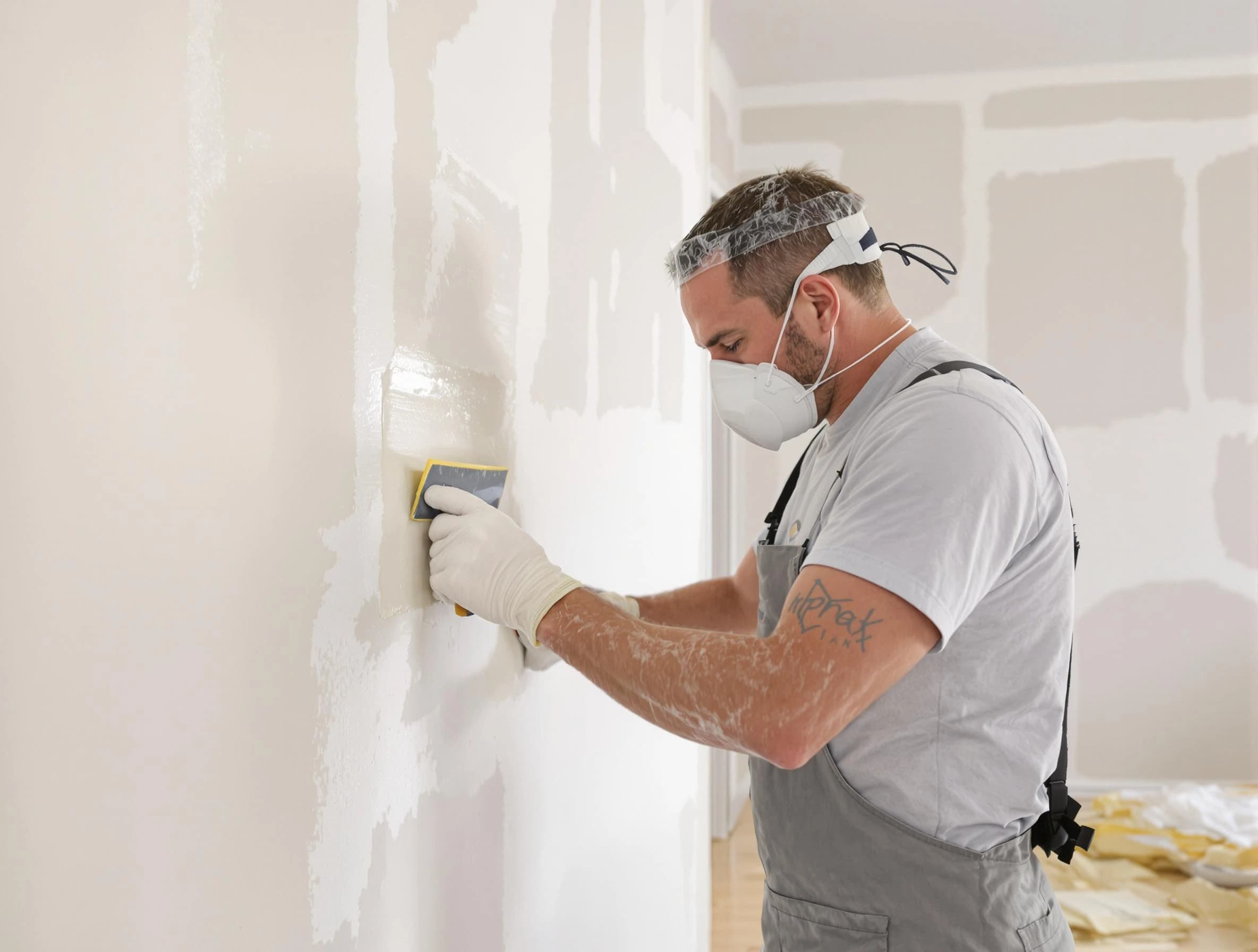 Sun City West House Painters technician applying mud to drywall seams in Sun City West, AZ