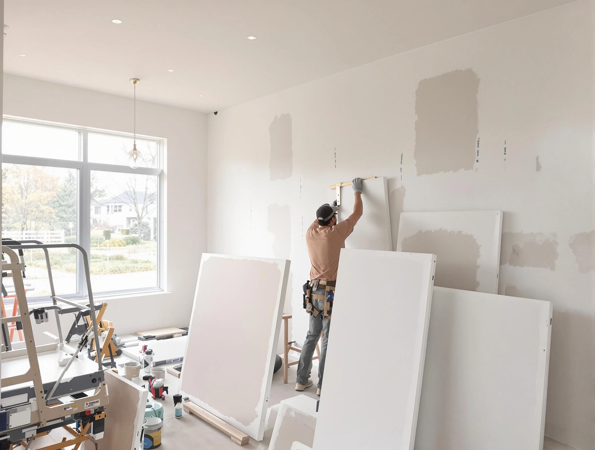 Sun City West House Painters precisely hanging drywall sheets in Sun City West, AZ