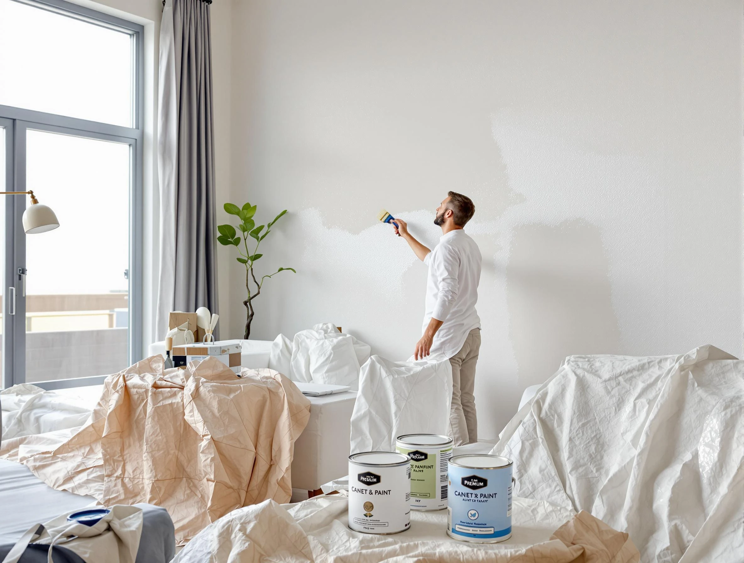 Sun City West House Painters team carefully painting an interior wall in Sun City West, AZ