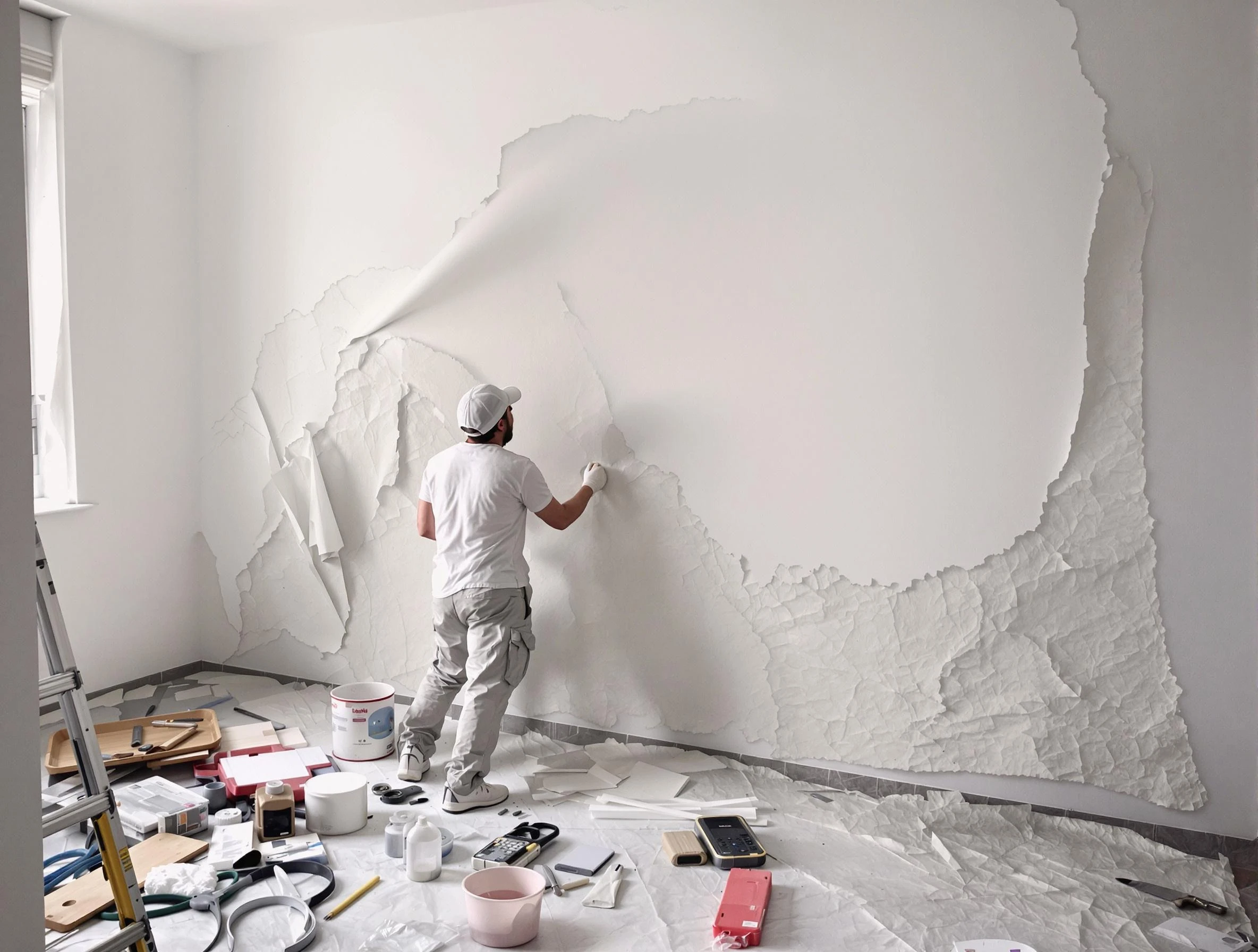 Removing old wallpaper to reveal clean walls by Sun City West House Painters in Sun City West